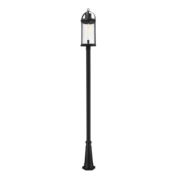 Z-Lite Roundhouse 1 Light Outdoor Post Mounted Fixture, Black And Clear Seedy 569PHXL-519P-BK